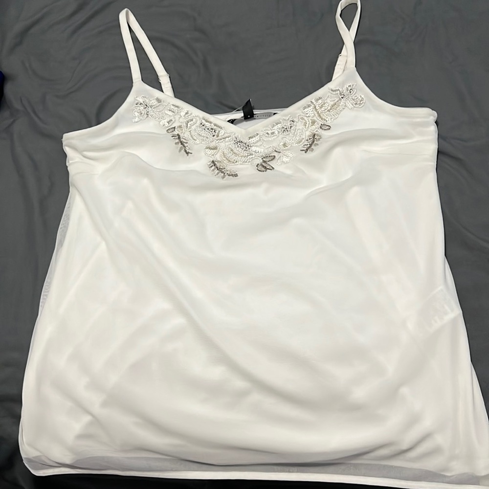 White House Black Market Beaded Camisole, White, Size Small, NWT